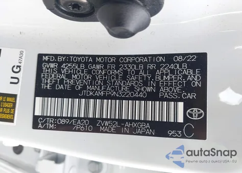 2022 Toyota Prius Prime Xle from USA, damaged, VIN JTDKAMFP9N3220440